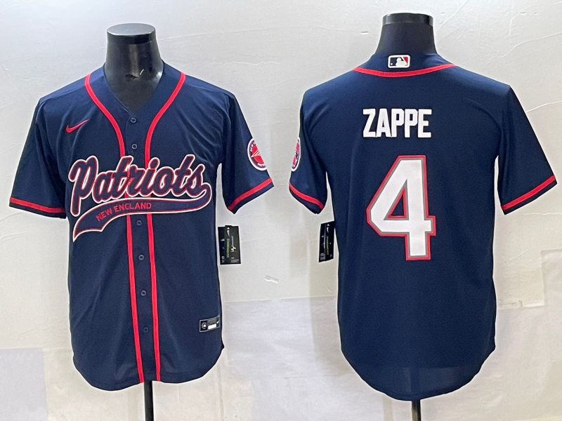 Men 2025 New England Patriots #4 Zappe blue Nike NFL jersey style 2->new england patriots->NFL Jersey